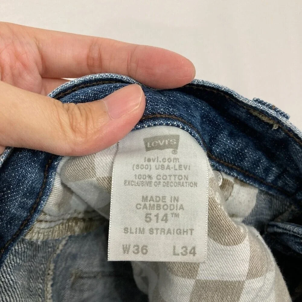 Vintage Levi's‎ Men's Blue Medium Wash Slim Straight Jeans size 36 x 34